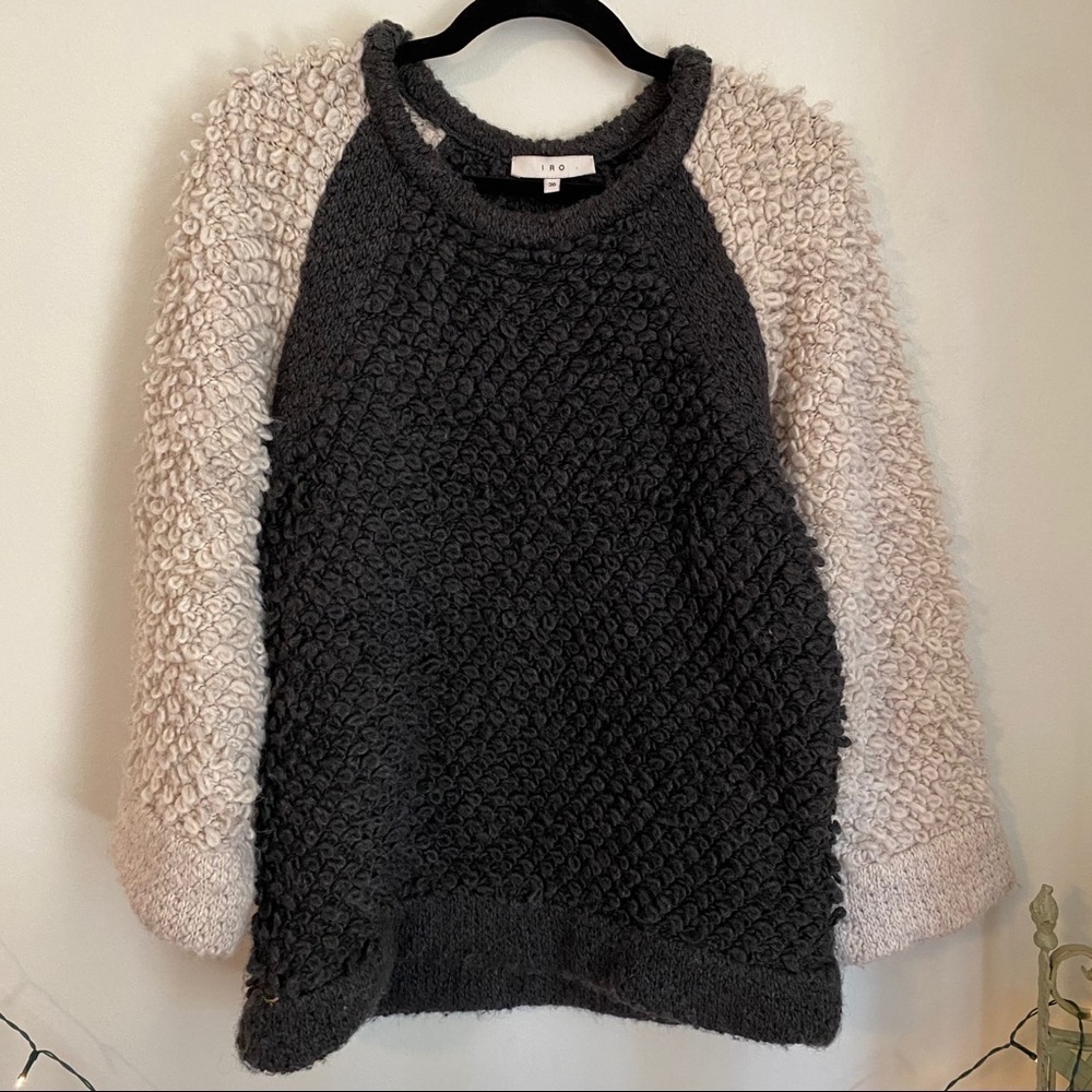 Iro Colorblock Ecru And Charcoal Gray Sweater - image 2